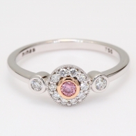 Eleanor Argyle pink and white diamond halo ring