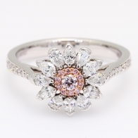 Freya pear and round-cut Argyle pink and white diamond flower halo ring