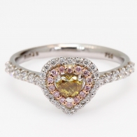 Ophelia heart-cut Argyle pink and round-cut white diamond halo ring