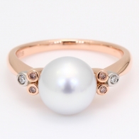 Elsa white South Sea pearl and Argyle pink diamond ring