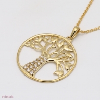 Abundance champagne diamond tree of life necklace