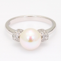 NXT Alabaster white fresh water pearl and white diamond ring