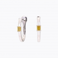 Figure pear-cut yellow diamond huggie earrings