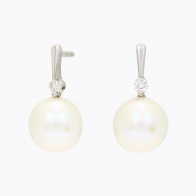 NXT Caspian white fresh water pearl and white diamond stud earrings