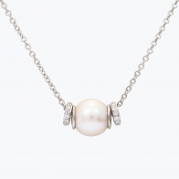 NXT Carrie white fresh water pearl and white diamond necklace