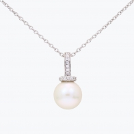 NXT Bonaire white fresh water pearl and white diamond necklace