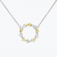 Wreathe pear-cut yellow and white diamond necklace