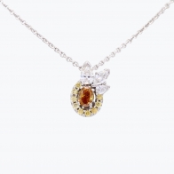 Aloha pear marquise and round-cut orange yellow and white diamond necklace