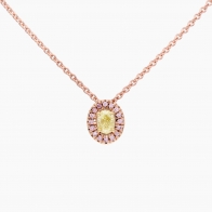 Heidi oval-cut and round-cut yellow and Argyle pink diamond halo necklace