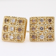 Xanthi champagne and white diamond square stud earrings