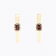 Figure oval-cut champagne diamond huggie earrings