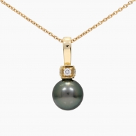 Corsica  black Tahitian pearl and white diamond necklace