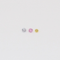 0.02 Total carat trio of round-cut rainbow coloured diamonds