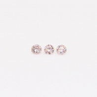 0.025 Total carat trio of round-cut 6-7PR Argyle pink diamonds