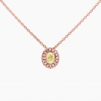 Heidi oval-cut and round-cut yellow and Argyle pink diamond halo necklace