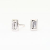 Elixer baguette-cut white diamond stud earrings