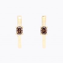 Figure oval-cut champagne diamond huggie earrings