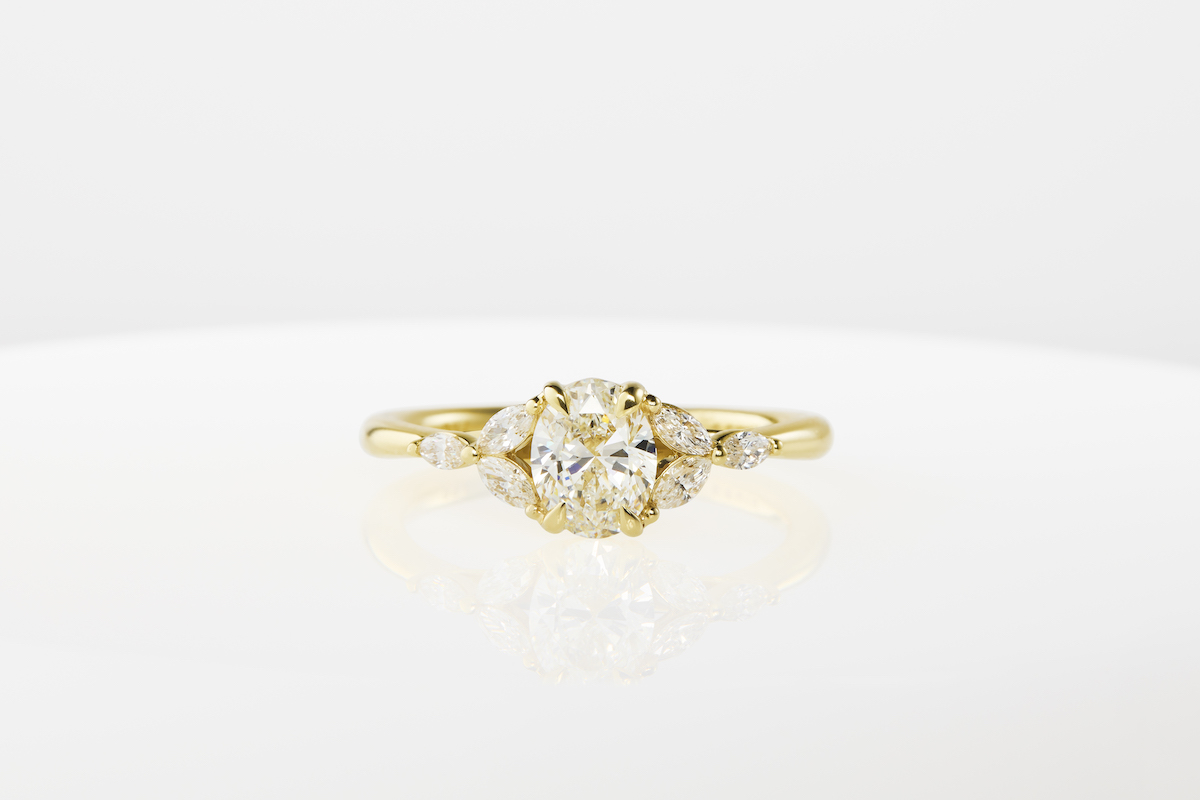 engagement ring with beautiful diamonds and a large centre stone